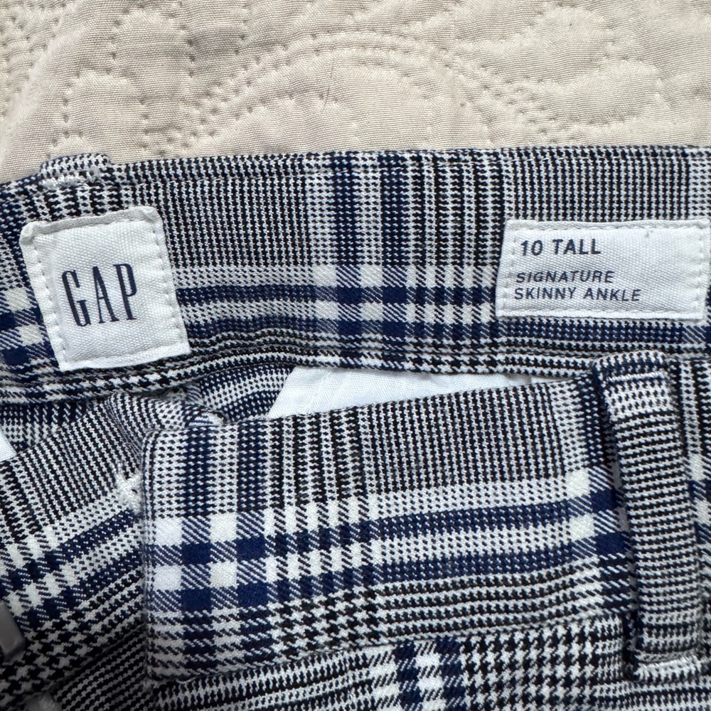 Gap Gray with blue pin stripe Plaid Trousers size 10 T - Picture 3 of 5